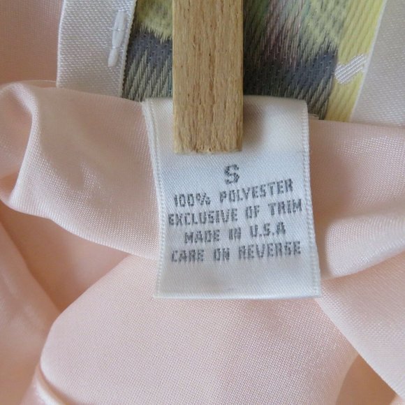 Vintage Dentelle Nightgown S Peach Pink Lace Trim Satin Polyester Made in USA - Picture 5 of 10